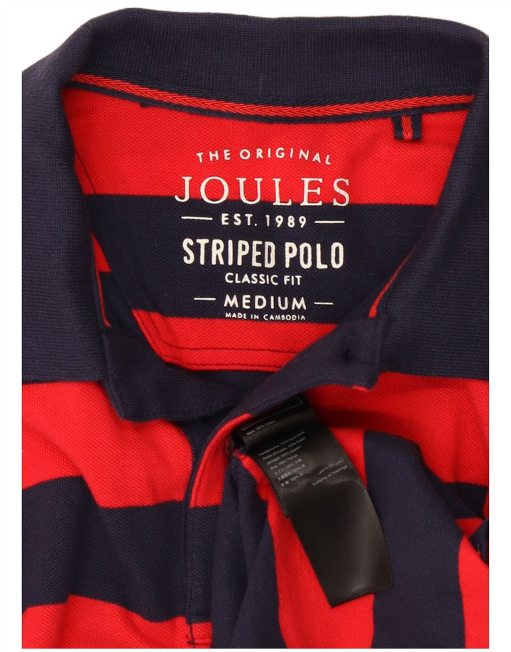 Camisa polo masculina Joules Classic Fit algodão listrado vermelho médio