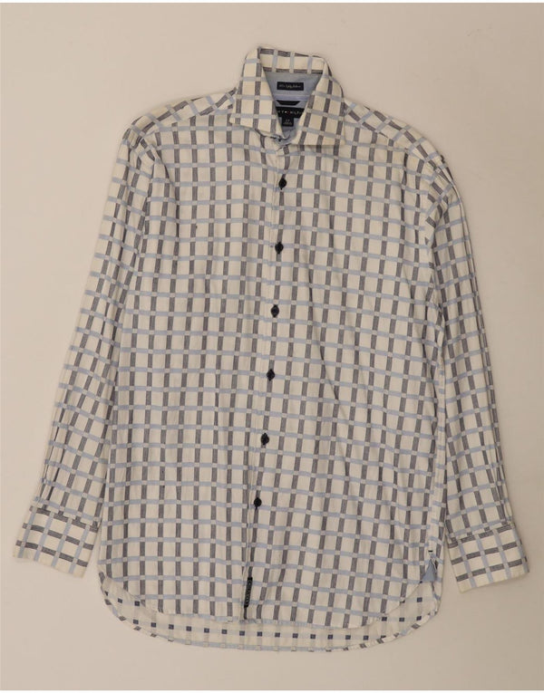 Camisa masculina Tommy Hilfiger pequena xadrez branca de algodão