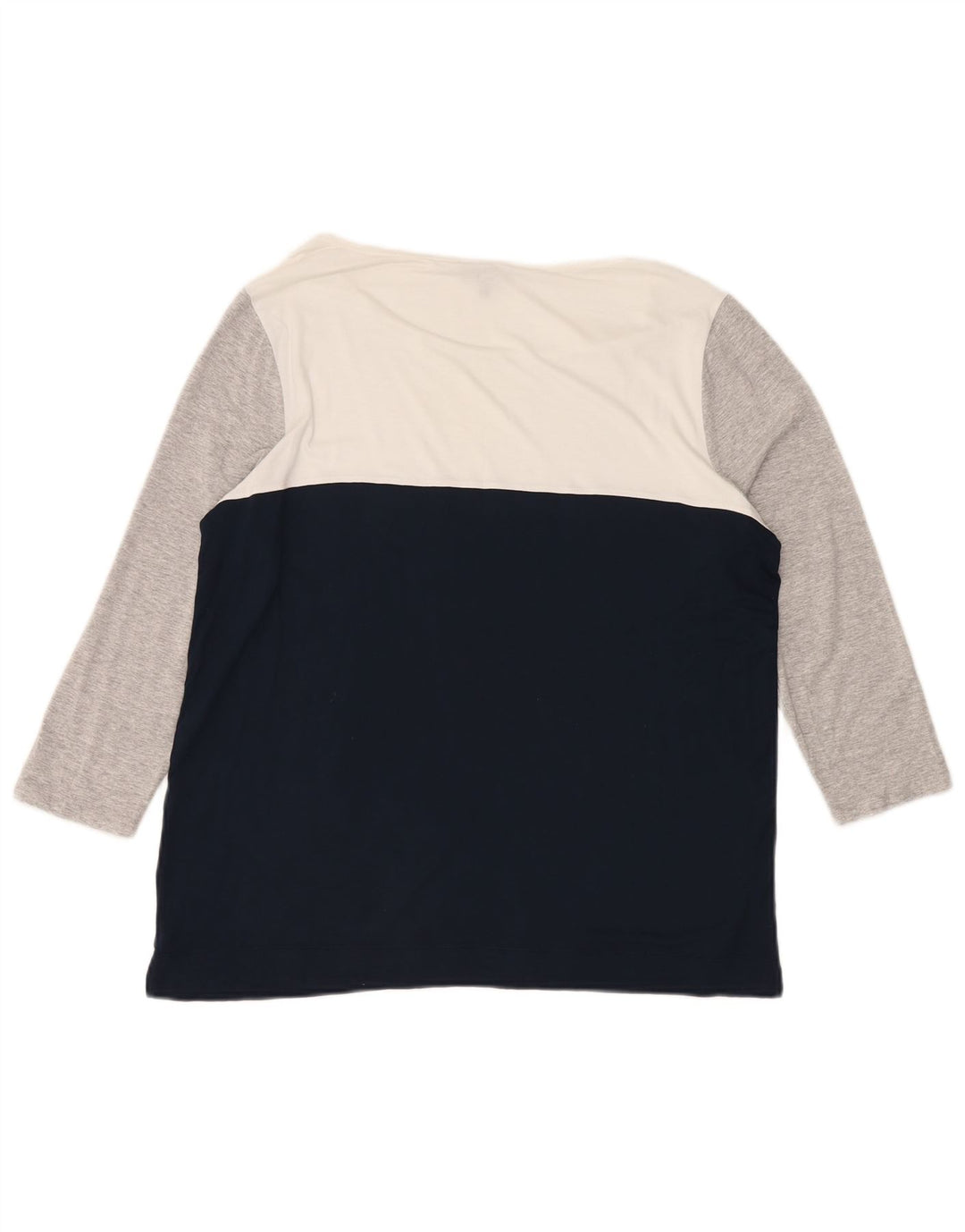 Top feminino Jaeger manga 3/4 Reino Unido 16 grande multicolorido colorblock viscose