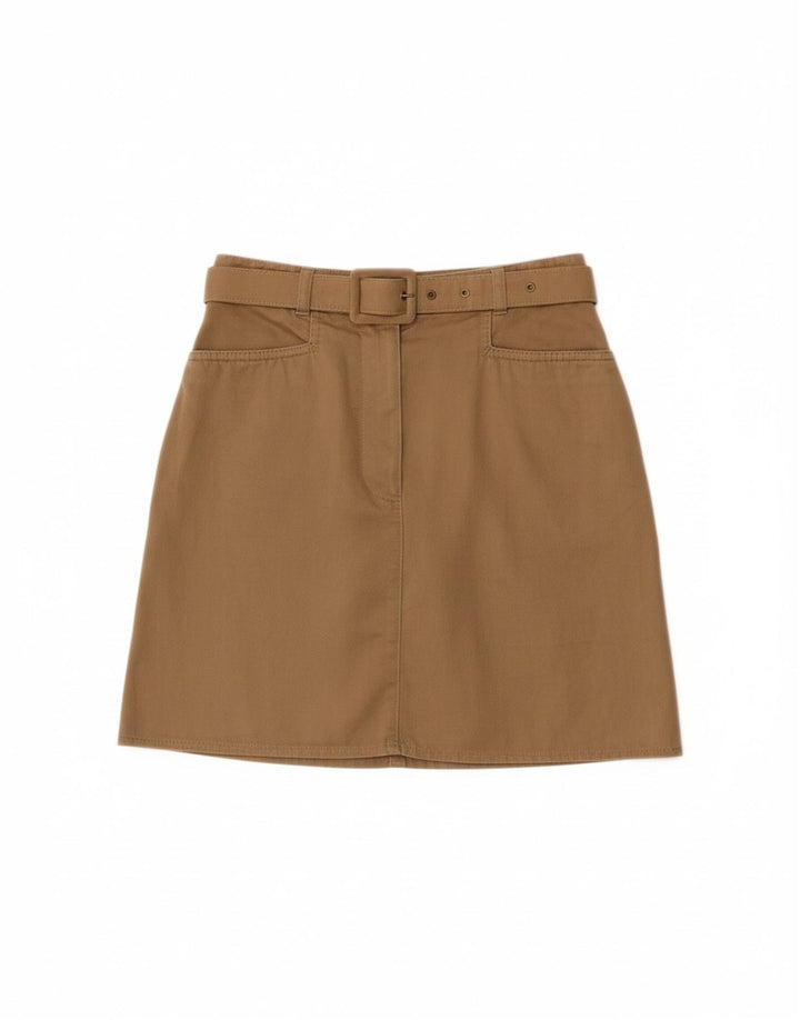 Mini saia feminina VINTAGE IT 36 XS W26 algodão bege