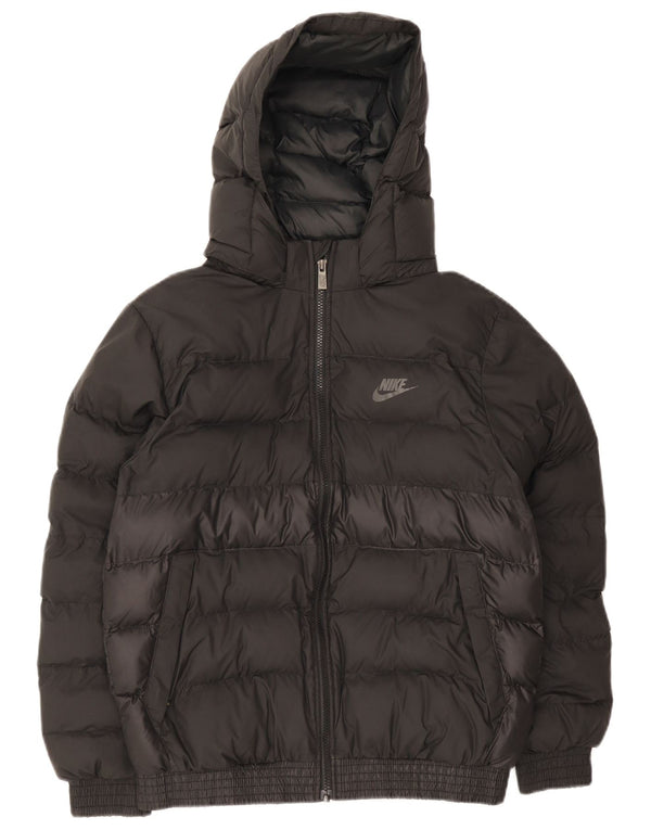 Jaqueta acolchoada com capuz Nike Boys 13-14 anos XL preto colorblock poliéster