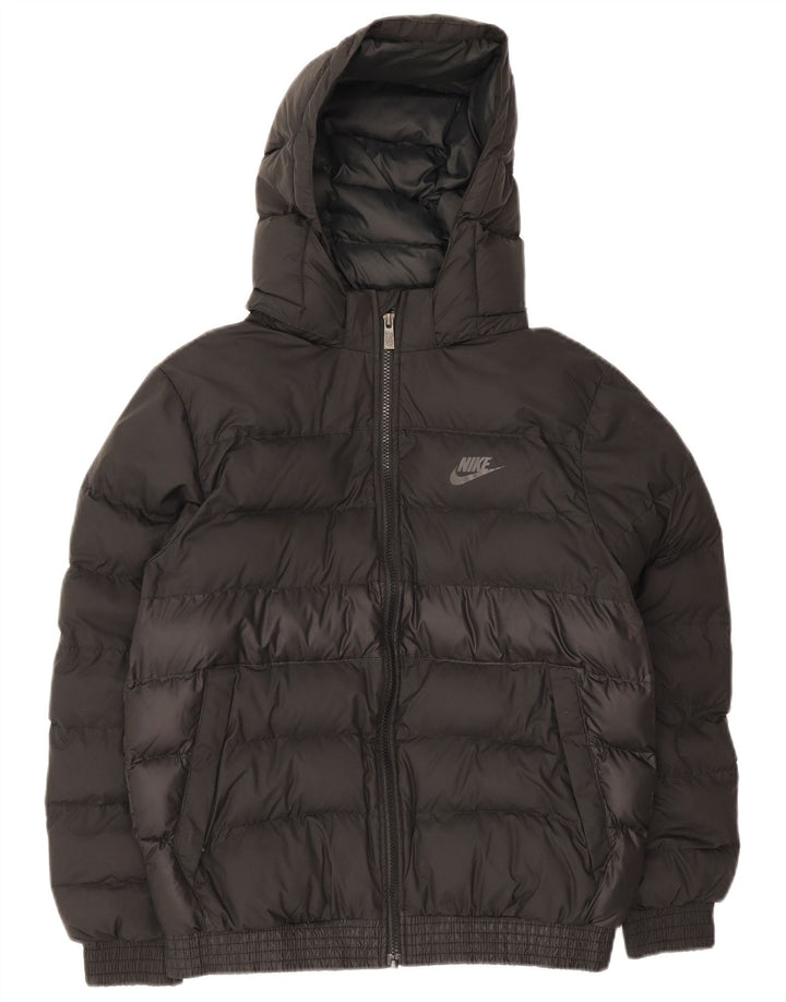 Jaqueta acolchoada com capuz Nike Boys 13-14 anos XL preto colorblock poliéster