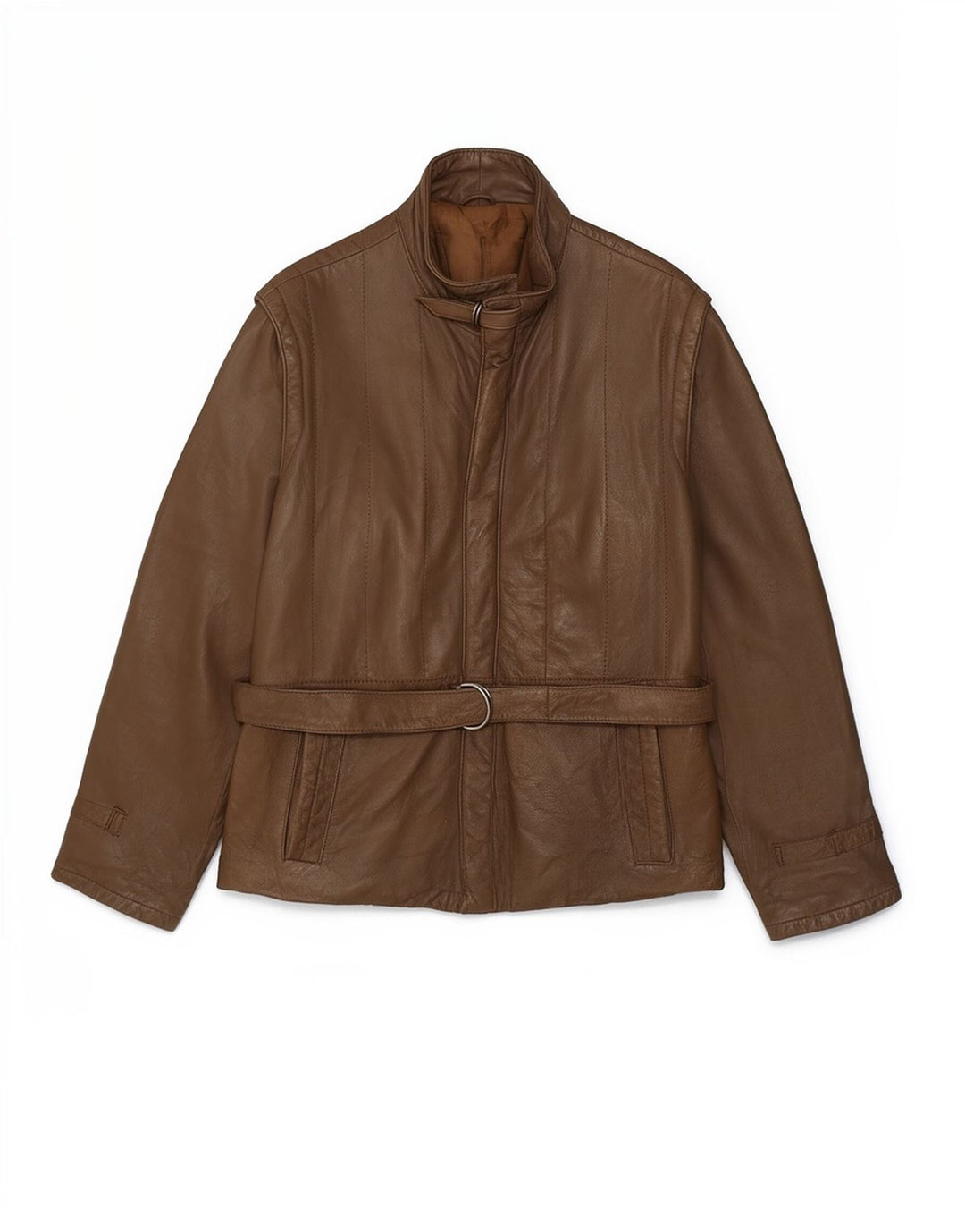 Jaqueta de couro masculina vintage UK 34 XS couro marrom