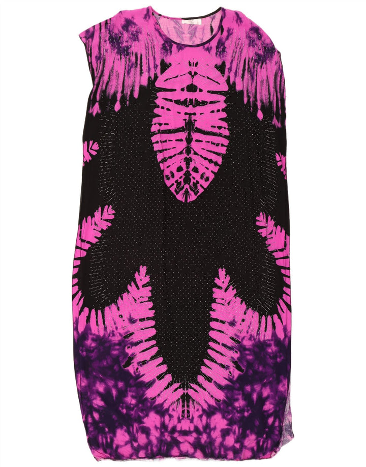 Vestido maxi feminino vintage com padrão abstrato tamanho único preto