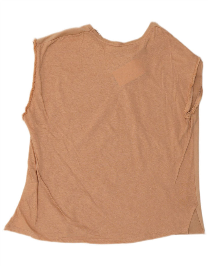 Zara Womens Vest Top UK 16 Grande Poliéster Bege