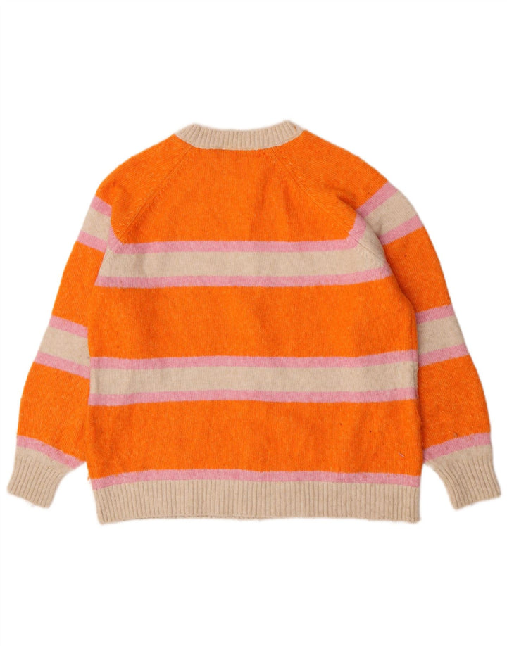 Suéter feminino Marks & Spencer com gola canoa e listrado laranja médio UK 14