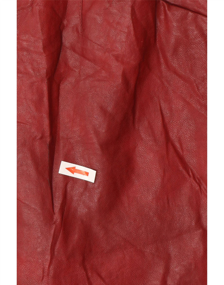 Saia feminina de couro Zara pequena W26 Borgonha