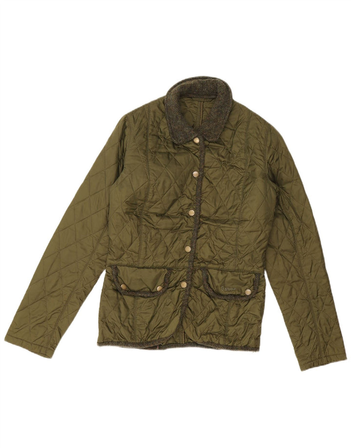 Jaqueta acolchoada feminina Barbour UK 8 pequena cáqui