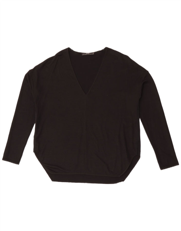 Zara Womens Oversized Top Manga Longa Reino Unido 10 Pequeno Preto