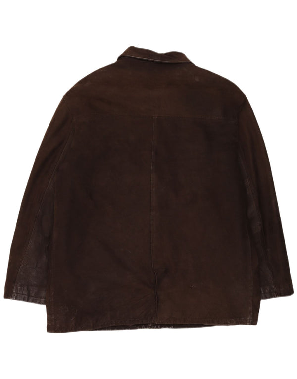 Jaqueta de couro masculina vintage IT 56 3XL couro marrom