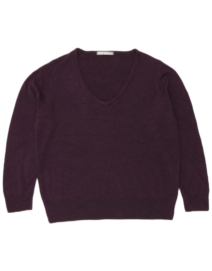 MARKS & SPENCER Suéter feminino com decote em V Reino Unido 18 XL roxo acrílico