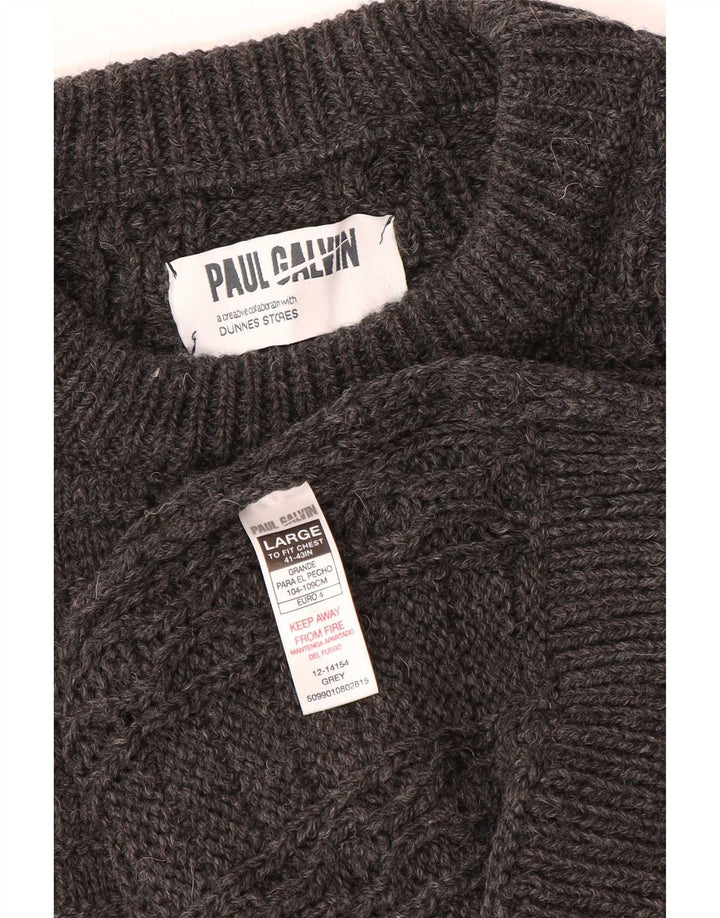 Dunnes Stores Suéter masculino com gola canoa grande de lã cinza