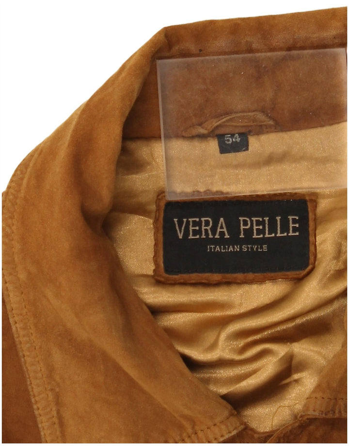 Jaqueta bomber masculina VINTAGE de camurça IT 54 2XL couro marrom