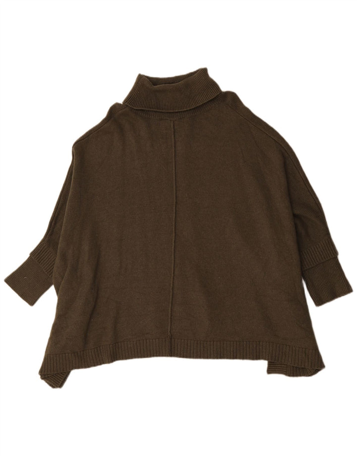 Poncho feminino Joules com gola alta e gola redonda, tamanho UK 14, viscose cáqui médio