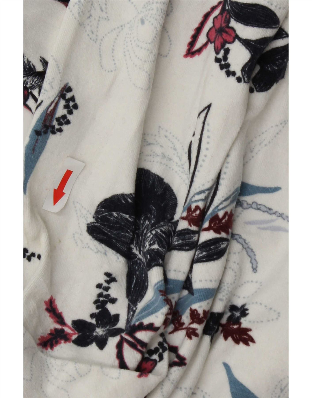 Top feminino Marks & Spencer de manga comprida UK 12 viscose floral branco médio
