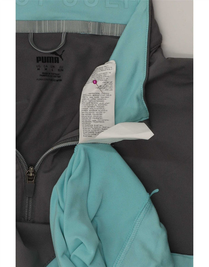 Puma Mens Zip Neck Pulôver Treino Top Grande Cinza Colourblock Poliéster