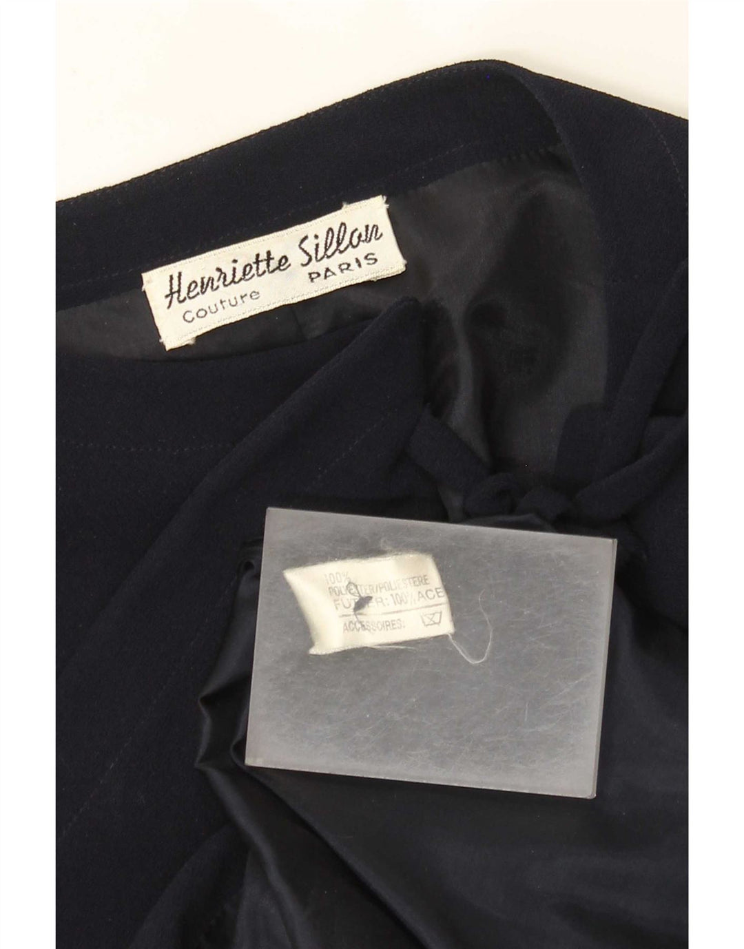 Jaqueta Bolero aberta feminina vintage Reino Unido 18 XL azul marinho poliéster
