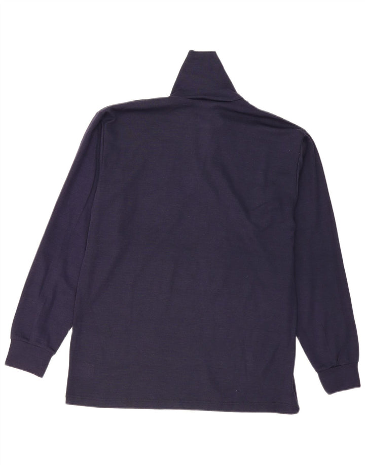 Suéter masculino vintage com gola e zíper IT 50 lã azul marinho médio