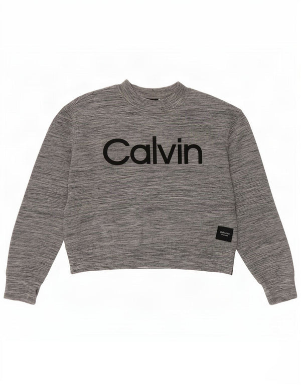 Moletom feminino Calvin Klein com corte gráfico jumper UK 18 XL cinza manchado