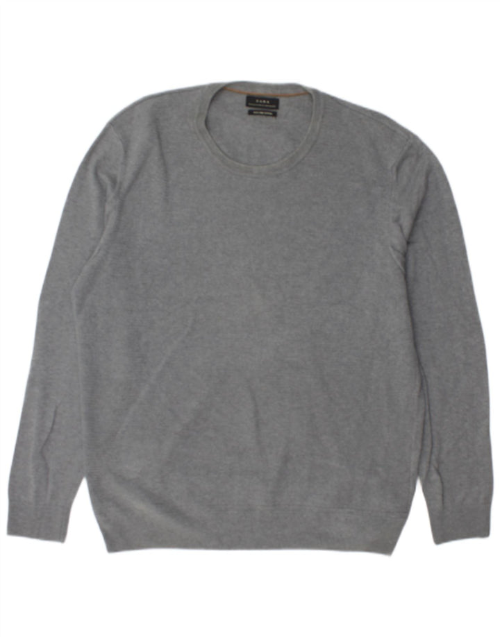 Suéter masculino ZARA com gola redonda XL algodão cinza