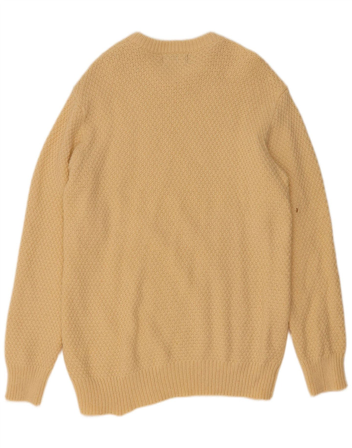 Suéter masculino Marks & Spencer com gola redonda, grande lã de cordeiro bege