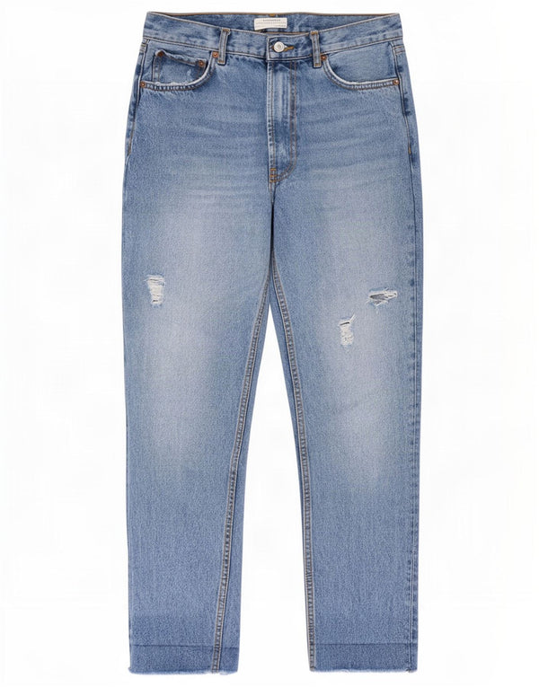 Zara Jeans feminino angustiado cônico EU 36 XS W26 L27 Azul
