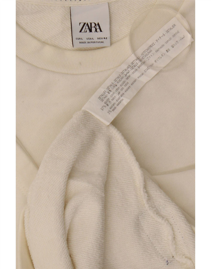 Zara moletom masculino gráfico de manga curta jumper grande algodão branco