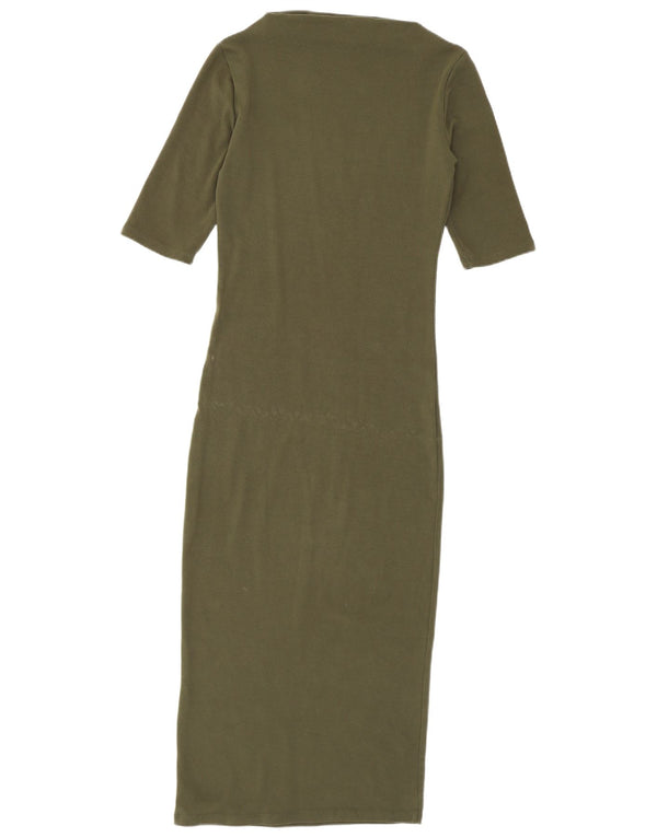 Vestido maxi feminino Zara Reino Unido 8 pequeno cáqui
