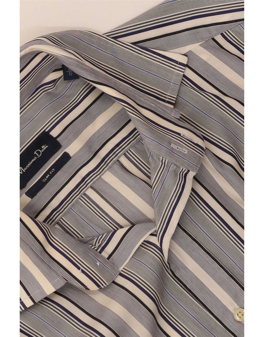 Massimo Dutti Camisa masculina slim fit grande listrada azul