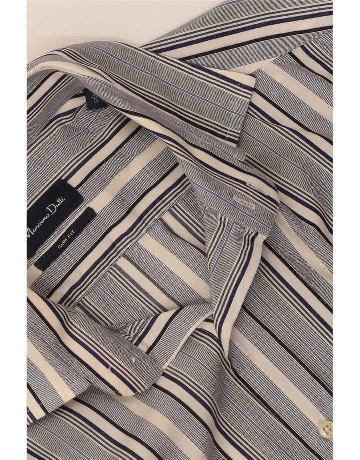 Massimo Dutti Camisa masculina slim fit grande listrada azul