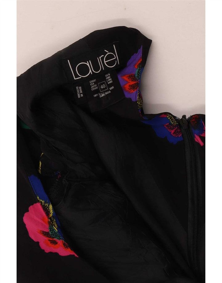 Vestido bainha feminino Laurel EU 40 médio preto floral seda