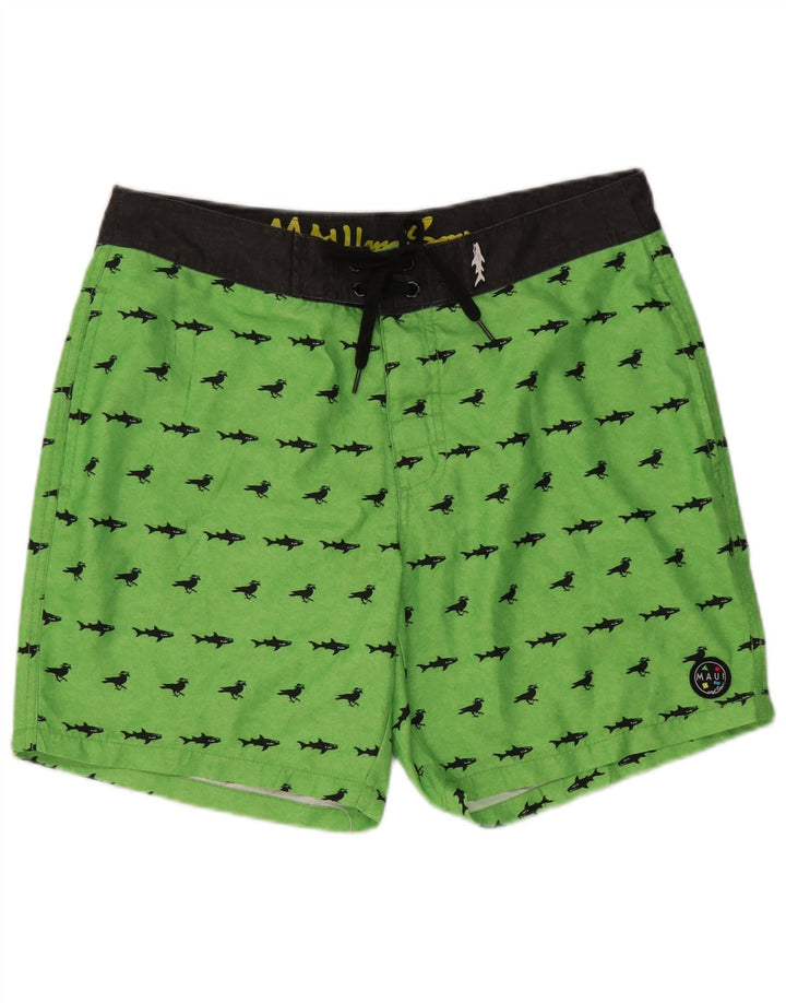 Shorts de natação masculino MAUI AND SONS com estampa gráfica de algodão verde médio