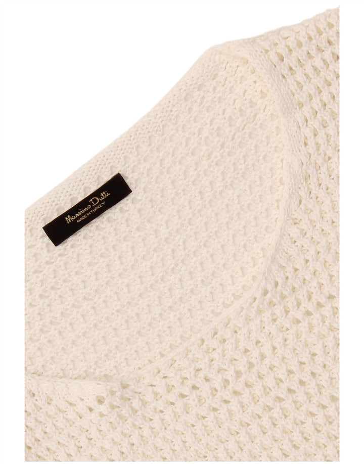 Blusa feminina de crochê Massimo Dutti Top Reino Unido 12 médio branco