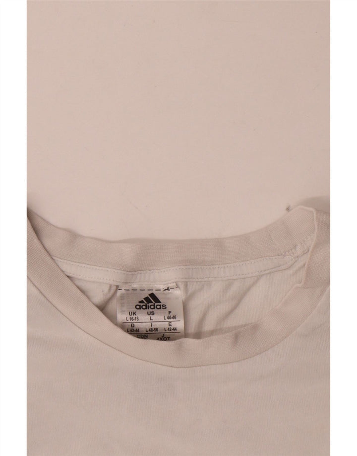 Top feminino Adidas manga comprida UK 16/18 grande algodão branco