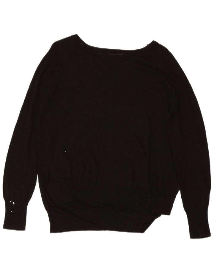 Suéter feminino ZARA com gola canoa UK 14 grande preto sintético