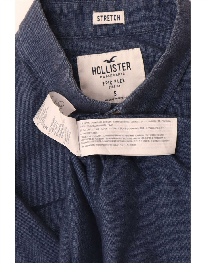 Camisa masculina Hollister pequena algodão azul marinho
