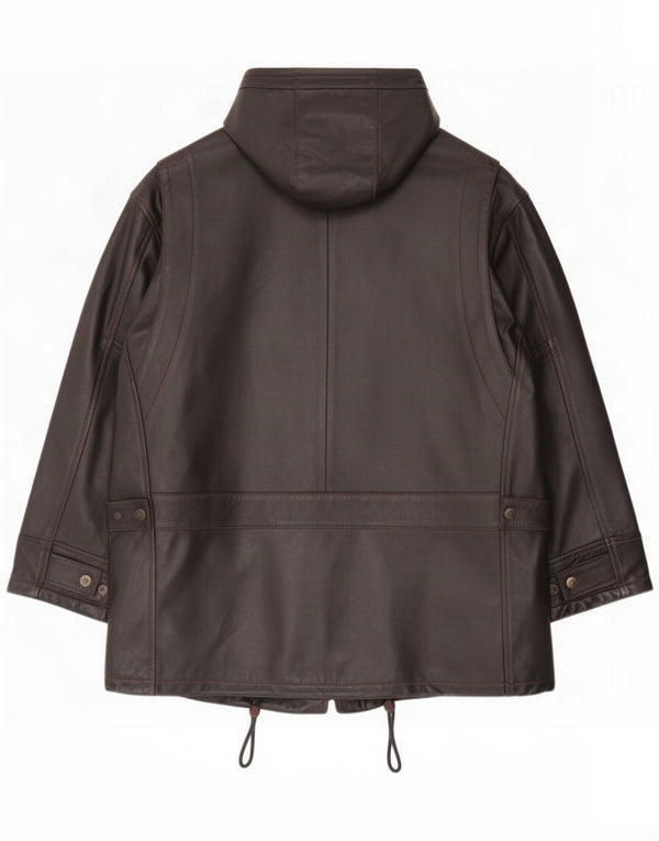 Jaqueta masculina de couro com capuz Douglas UK 40 grande preta