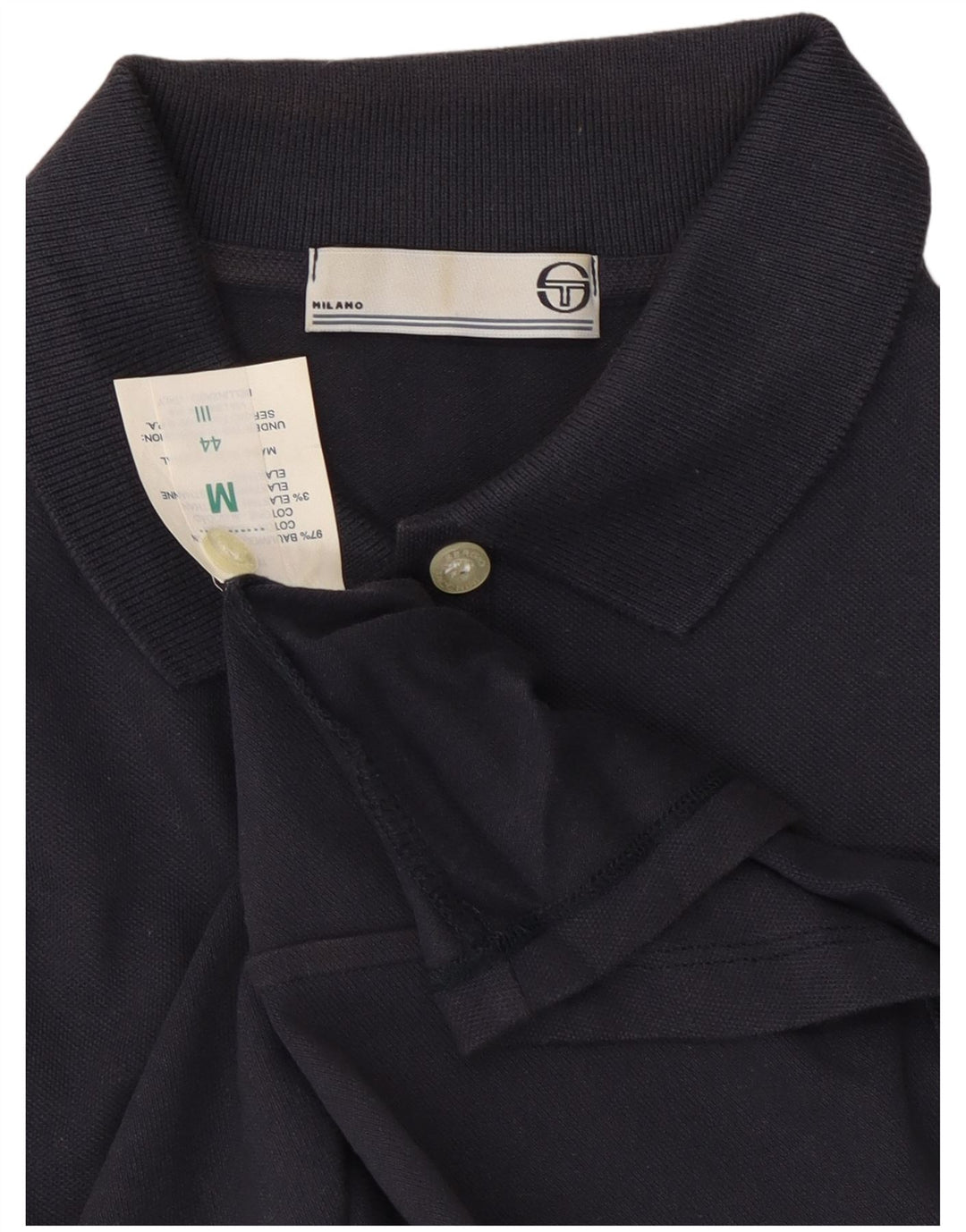 Camisa pólo feminina SERGIO TACCHINI Reino Unido 12 médio algodão azul marinho