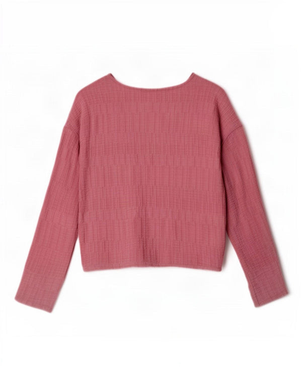 Benetton Blusa Feminina Crop Manga Longa Top Reino Unido 14 Médio Rosa