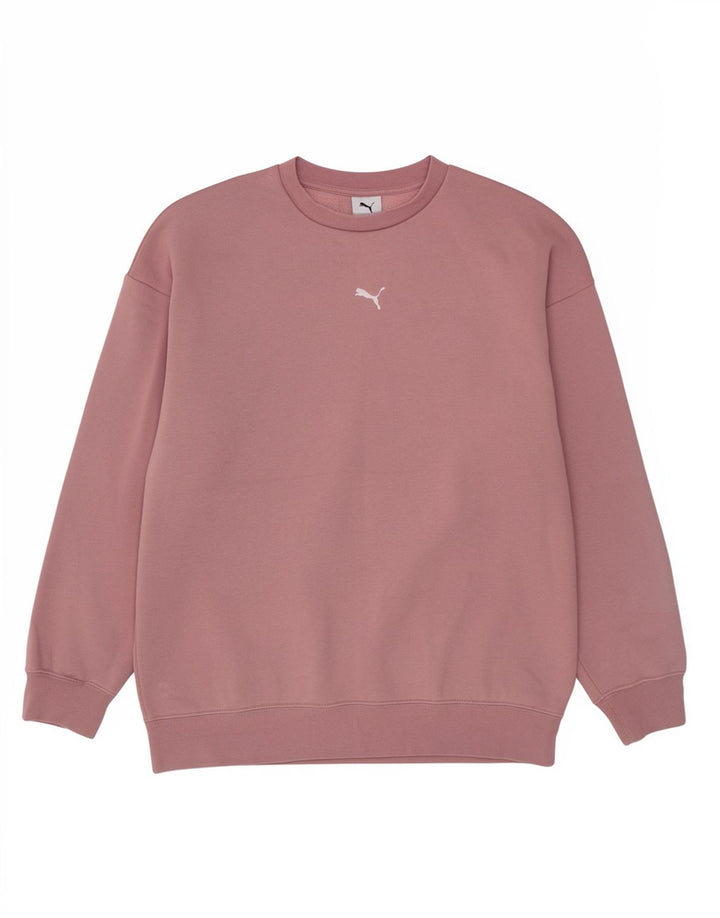 Puma moletom feminino oversized jumper UK 10 pequeno algodão rosa