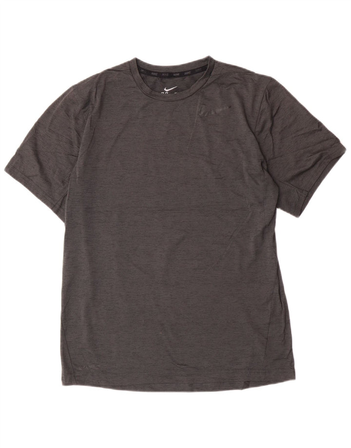 Camiseta masculina Nike Dri Fit Top pequena cinza manchada de poliéster
