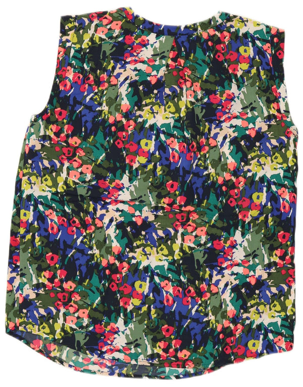 Blusa feminina J. CREW sem mangas US 4 pequena floral multicolorida
