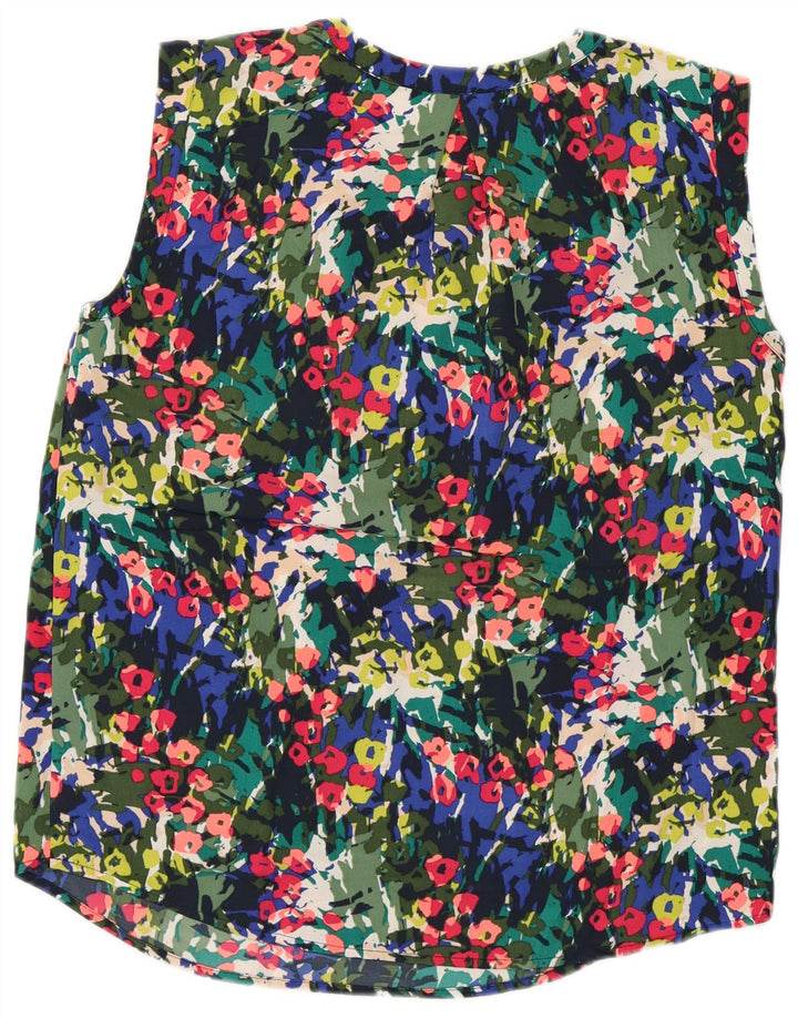 Blusa feminina J. CREW sem mangas US 4 pequena floral multicolorida
