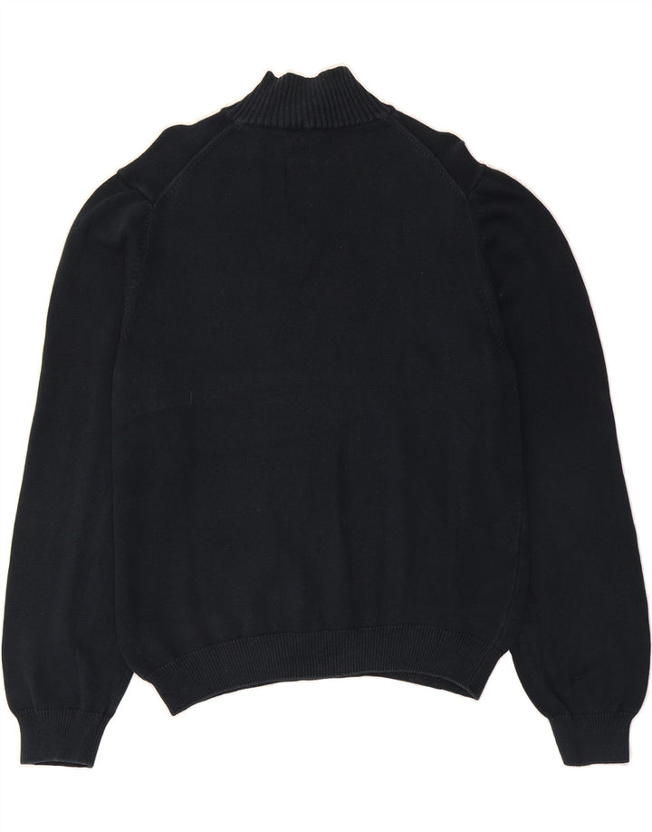 HENRY COTTONS Mens Zip Neck Jumper Sweater Large Navy Blue Cotton Classic Vintage Henry Cottons and Second-Hand Henry Cottons from Messina Hembry 