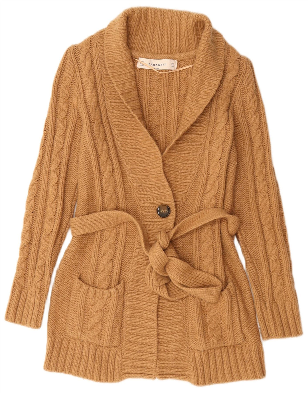 Suéter cardigã feminino Zara Reino Unido 10 pequeno marrom nylon