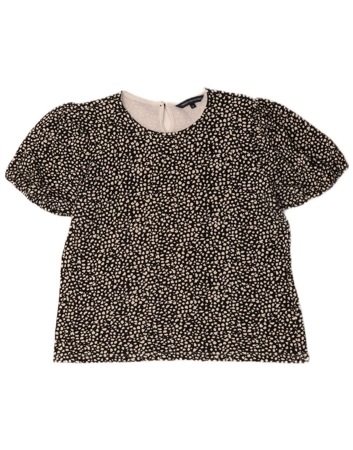 Blusa feminina French Connection Top UK 14 algodão manchado preto médio