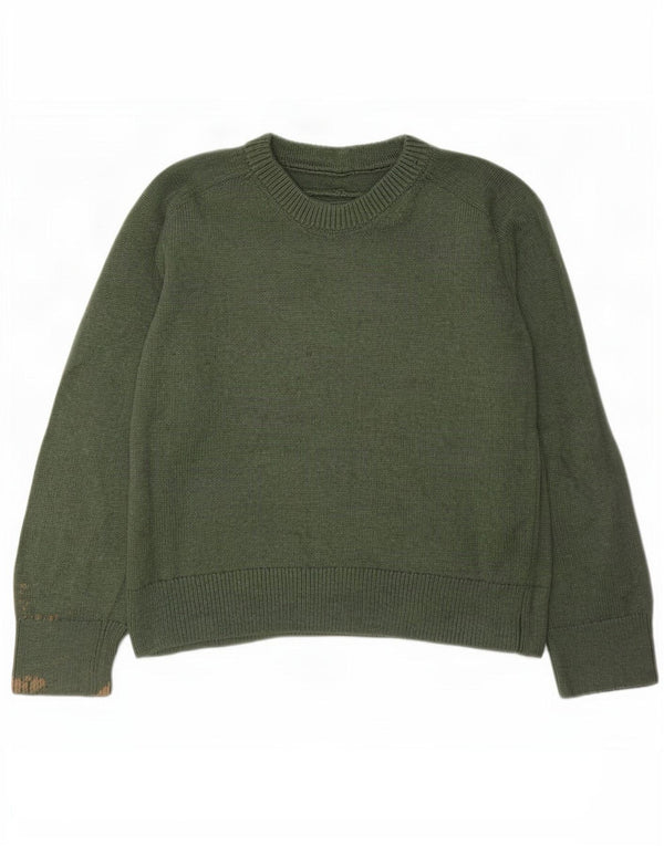 Suéter masculino Abercrombie & Fitch com gola redonda, pequeno algodão verde