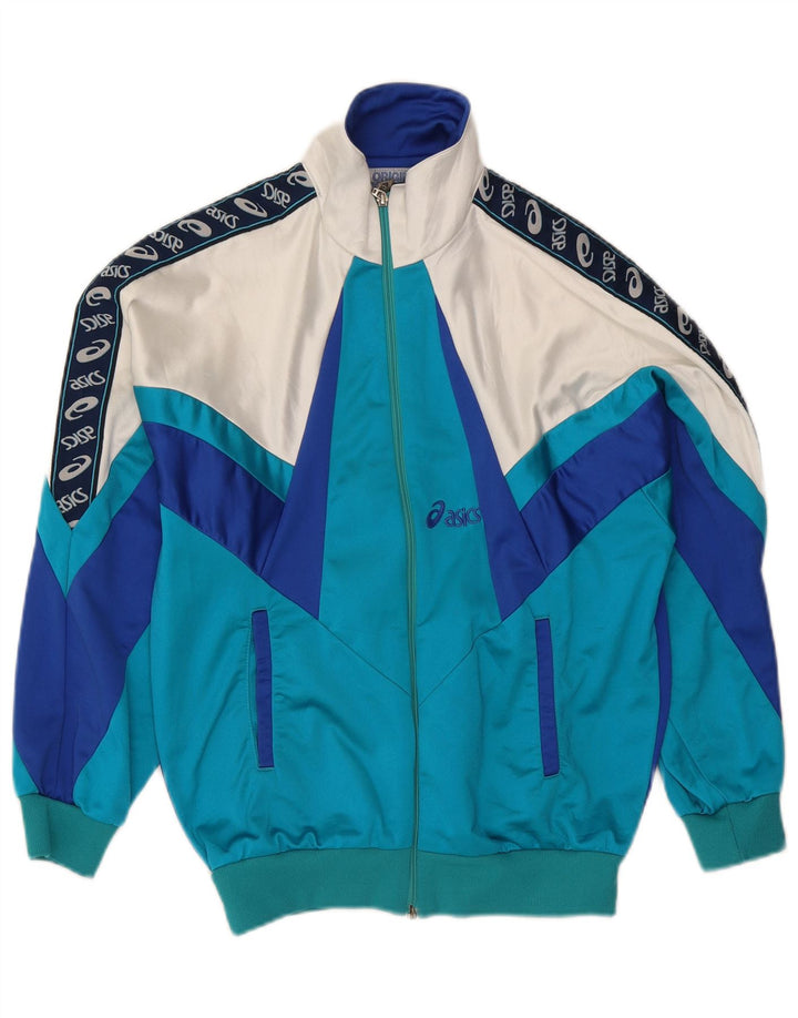 Asics Mens Graphic Tracksuit Top Jacket IT 44 XS Azul Colourblock