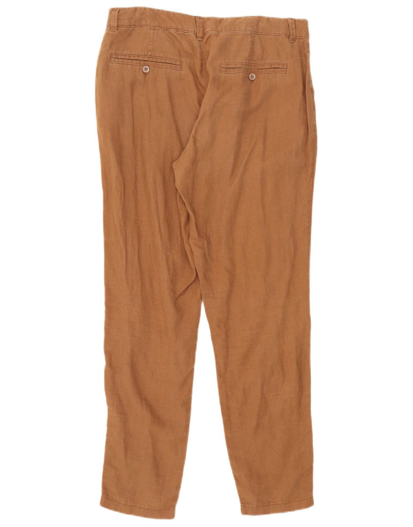 Calça Chino Feminina Marks & Spencer Slim UK 12 Médio W34 L29 Linho Bege