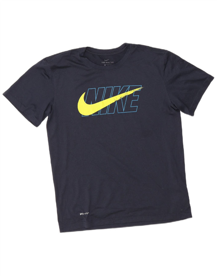 Camiseta Nike Masculina Dri Fit Graphic Top Médio Azul Marinho Poliéster